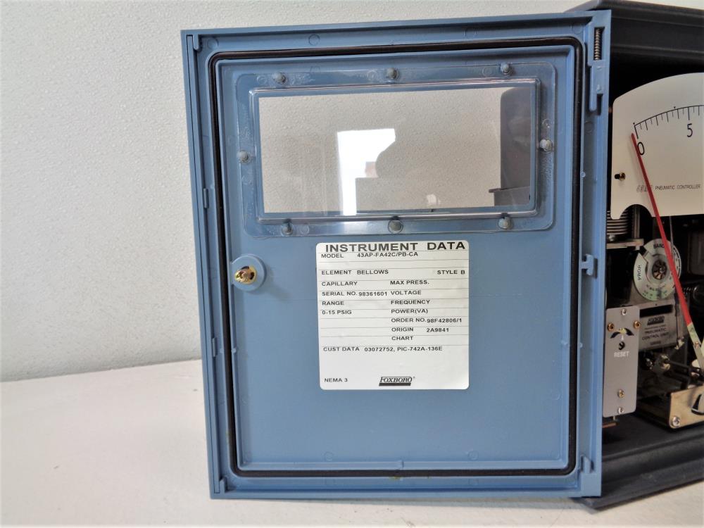 Foxboro Pneumatic Controller 0 - 15 PSIG, 43AP-FA42C/PB-CA